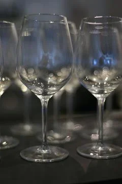 Empty glasses on a dark background Stock Photos