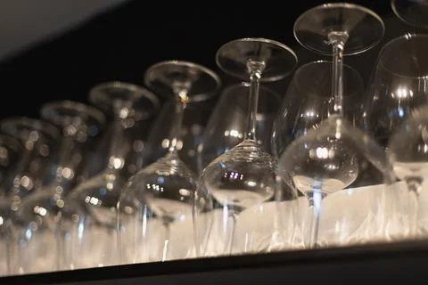 Empty glasses on a dark background Stock Photos