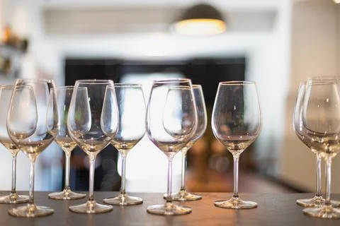 Empty glasses on a light background Stock Photos