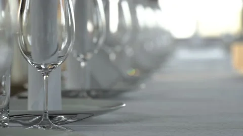 Empty glasses in restaurant Stock Footage 60952326