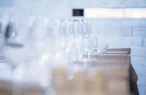 Empty glasses in restaurant.  Foto stock