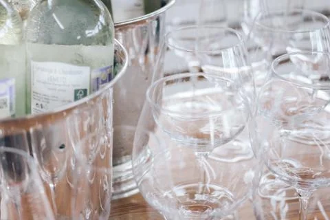 Empty glasses in restaurant Foto stock