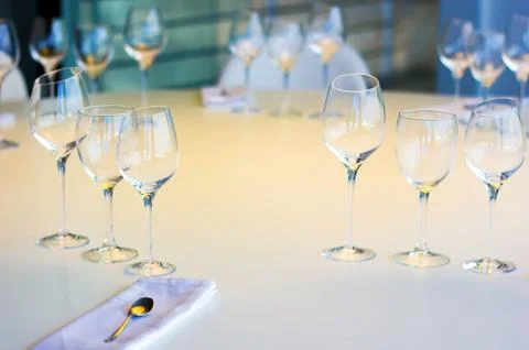 Empty glasses in restaurant Stock Photos
