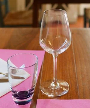 Empty glasses in restaurant Stock Photos