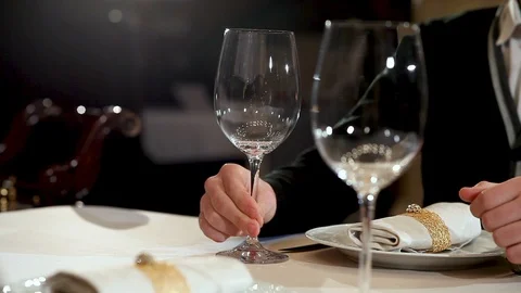 Empty glasses set in restaurant Stock Footage 107102235