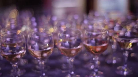 Empty glasses before the start of the celebration Stock Footage 77109519