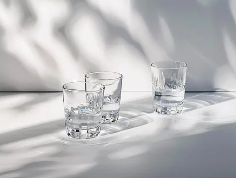 Empty glasses three glasses clear glass white background Stock Photos