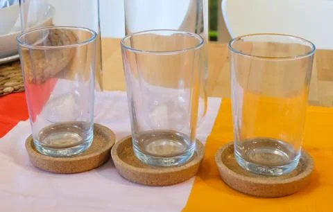 Empty Glasses Used to Set A Table Stock Photos
