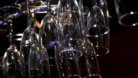 Empty glasses for wine Stock Footage 209145692