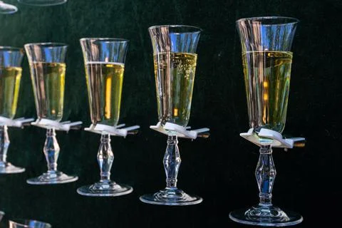 Empty glassware. Glasses for drinks. Decor. Decoration for the holiday. Stock Photos