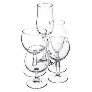 Empty glassware on white background Stock Photos