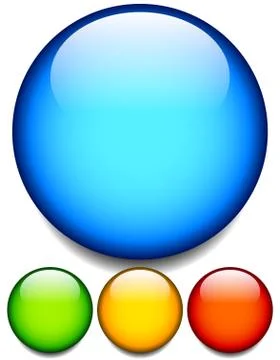 Empty glossy balls, circle buttons. 4 colors. Editable vector. Иллюстрация