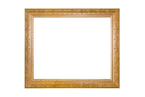 Empty gold colored picture frame Stock Photos