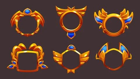Empty gold frames for game award badges Stock Illustration