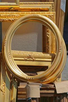 Empty Gold Frames Stock Photos