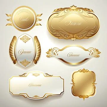 Empty gold labels , vector illustration, Made by AI,Artificial intelligence Stock Illustration