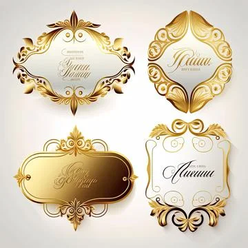 Empty gold labels , vector illustration, Made by AI,Artificial intelligence Stock Illustration