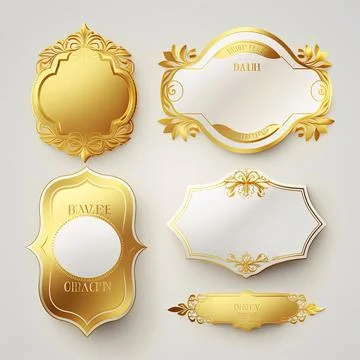 Empty gold labels , vector illustration, Made by AI,Artificial intelligence Stock Illustration