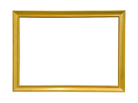 Empty gold picture frame with transparent background Stock Photos