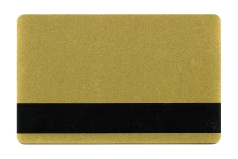 Empty gold plastic card isolated Foto stock