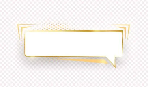 Empty gold shinig comic speech bubble. Golden isolated on transparent background Stock Illustration