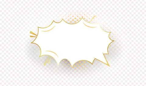 Empty gold shinig comic speech bubble. Golden isolated on transparent background Stock Illustration