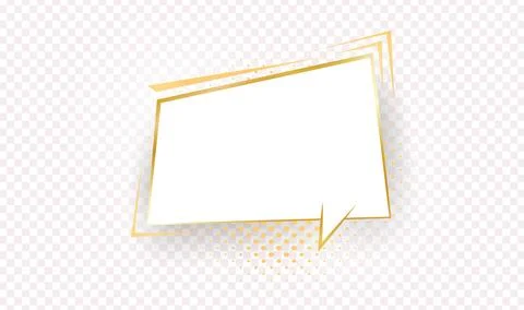 Empty gold shinig comic speech bubble. Golden isolated on transparent background Stock Illustration