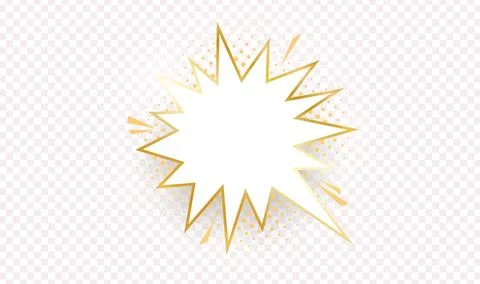 Empty gold shinig comic speech bubble. Golden isolated on transparent background Stock Illustration