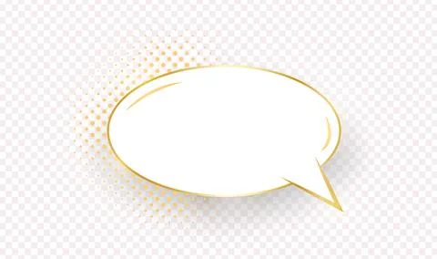 Empty gold shinig comic speech bubble. Golden isolated on transparent background Stock Illustration