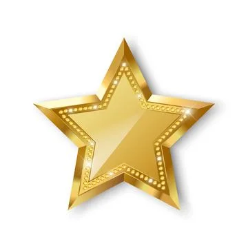 Empty gold star badge decorated with shiny gems. Golden template design Stock Illustration