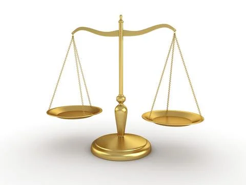 Empty golden balance, This is a 3d rendered computer generated image. Isolated 스톡 일러스트