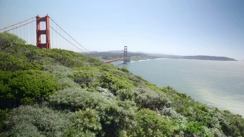 Empty Golden Gate Bridge empty site seeing in San francisco Stock Footage 128276470