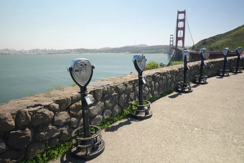 Empty Golden Gate Bridge San francisco monuments Stock Footage 128275473