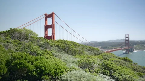 Empty Golden Gate Bridge vacant tourism in San francisco, corona virus Stock Footage 128276290