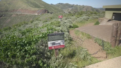 Empty Golden Gate Bridge vacant tourism in San francisco Stock Footage 128276572