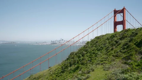 Empty Golden Gate Bridge vacant tourism in San francisco, corona virus Stock Footage 128277543