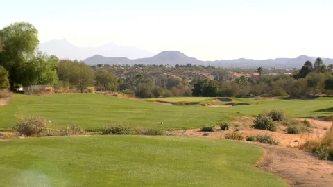 Empty golf course desert resort exclusive Stock Footage 125277577