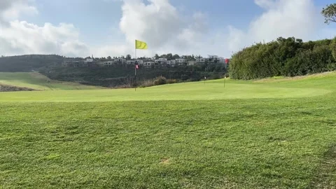 Empty golf field on sunny windy day Stock Footage 262223463