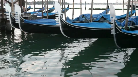 Empty gondolas at St Marks Square Stock Footage 41239466