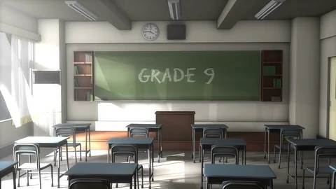Empty Grade 9 school classroom Stock Footage