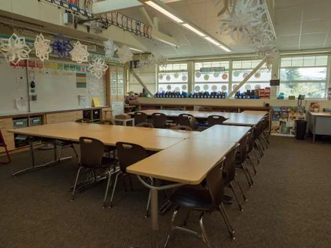 Empty grade school classroom Stock Photos