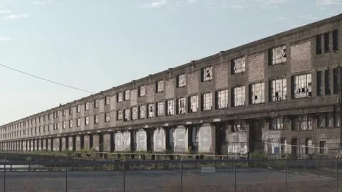 Empty grafiti taged dock building. Stock Footage 282474918