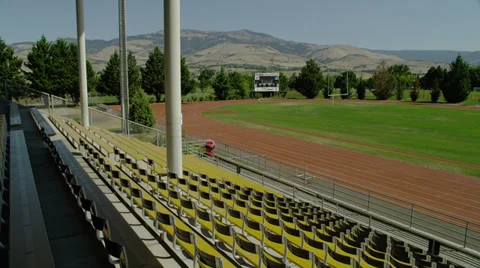 Empty Grandstand Seats at High School Stock Footage 35283895