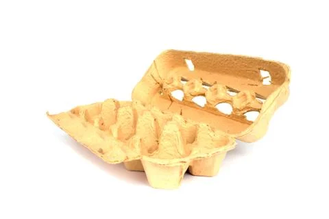 Empty grass-based egg box made from a mixture of ryegrass, hay and recycled p Stock Photos