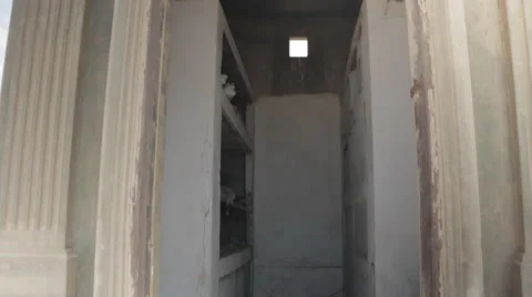 Empty Grave in Cemetery Grave Yard Pan Across Stock Footage 48383022