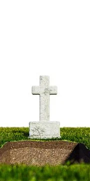 Empty grave isolated on white Stock Illustration