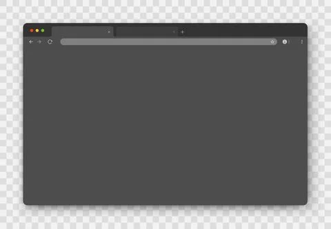 An empty gray browser window on a transparent background. Stock Illustration
