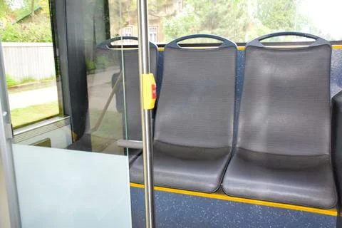 Empty Gray Bus Seats Interior Public Transport Passenger Vehicle Stock Photos