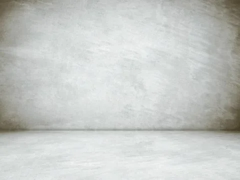 Empty gray cement room in perspective view, grunge background, vintage style, Stock Photos