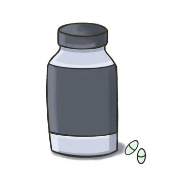 Empty gray jar for medications and vitamins, isolated on a white background Stock Illustration